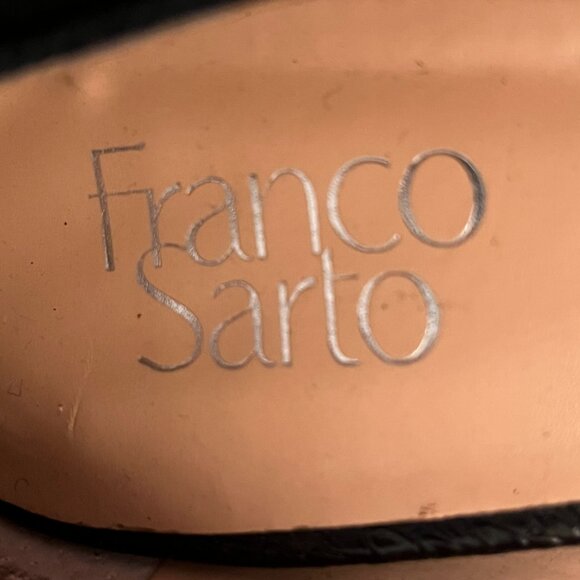 Franco Sarto Ingall Snake Embossed Block Heels Suede Black Pumps Women's 12M - Picture 8 of 13